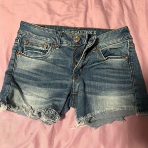 American Eagle Outfitters Light Blue Distressed Denim Shorts